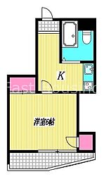 西落合ハイツ 1Kの間取図画像