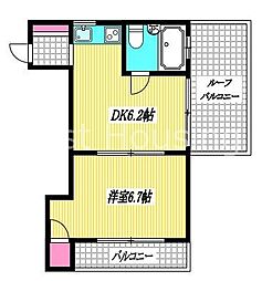 西落合ハイツ 1DKの間取図画像