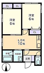 信開セルーラ山代温泉北部RIGHT 2LDKの間取図画像