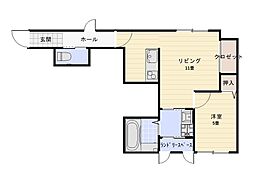 Aule I(アウレ ワン) 1LDKの間取図画像