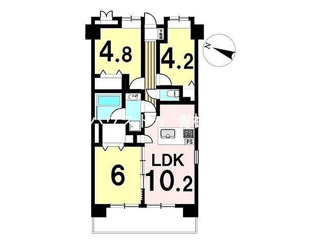 間取り エスカイア河辺霞台 3階/-