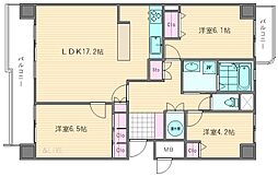 ふよう香椎浜ハイツ5-2 3LDKの間取図画像