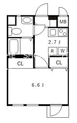 Class常盤台 1Kの間取図画像