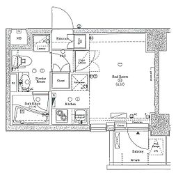AXAS千鳥町AsylCourtSta. 1Kの間取図画像