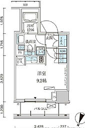 パークアクシス赤坂見附 ワンルームの間取図画像
