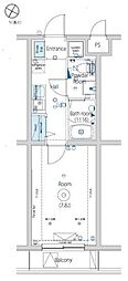 ヴォーガコルテ東中野 1Kの間取図画像