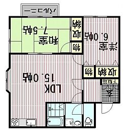 ジェイヒルズ 2LDKの間取図画像