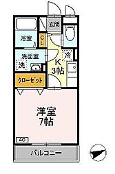 グランフィールド3 1Kの間取図画像