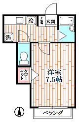 ハッピーバレー 1Kの間取図画像