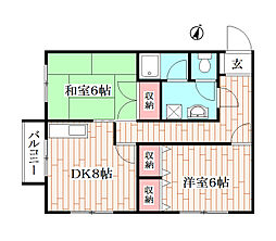 ハイツ創 2DKの間取図画像
