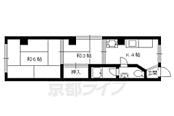 京福電気鉄道北野線 北野白梅町駅 徒歩3分の賃貸マンション 2階2Kの間取り