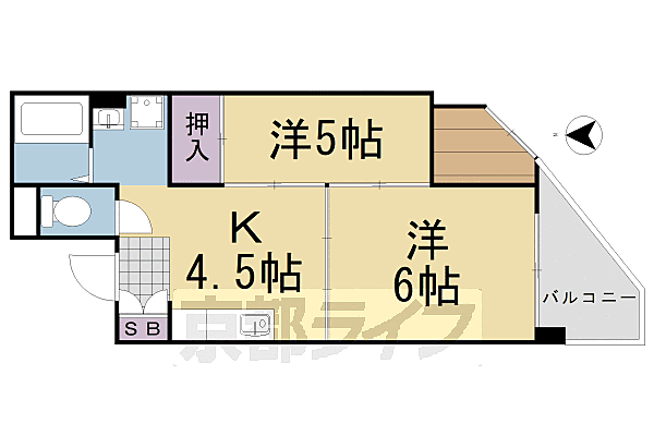 上七軒和田ビル 401｜京都府京都市上京区七本松通今出川上る毘沙門町(賃貸マンション2K・4階・28.80㎡)の写真 その2