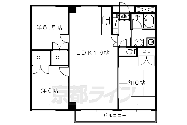 京都府京都市左京区松ケ崎雲路町(賃貸マンション3LDK・2階・74.37㎡)の写真 その2