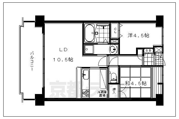 京都府京都市左京区粟田口鳥居町(賃貸マンション2LDK・3階・52.78㎡)の写真 その2