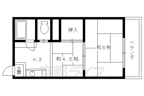 アルティスタ烏丸北 303｜京都府京都市北区小山北上総町(賃貸マンション2K・3階・28.68㎡)の写真 その2