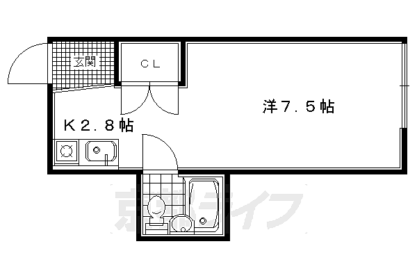 シャトレー総門 28｜京都府京都市北区大宮中総門口町(賃貸アパート1K・2階・18.00㎡)の写真 その2