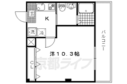 JR山陰本線 円町駅 徒歩5分の賃貸マンション 7階1Kの間取り