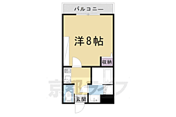 京福電気鉄道北野線 北野白梅町駅 徒歩13分の賃貸マンション 3階1Kの間取り