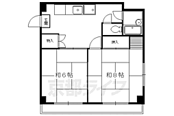 京都市営烏丸線 北山駅 徒歩1分の賃貸マンション 4階2DKの間取り