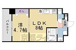 JR山陰本線 二条駅 徒歩4分の賃貸マンション 7階1LDKの間取り