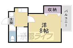 ガーネット御所西 1階1Kの間取り