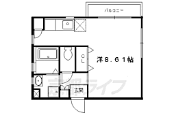 京都市営烏丸線 松ヶ崎駅 徒歩2分の賃貸マンション 2階1Kの間取り