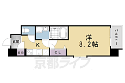 アーバンフラッツ五条堀川 1Kの間取図画像