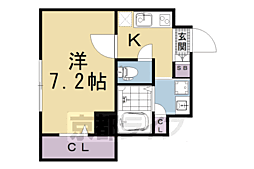 グロスロシェ七条 1Kの間取図画像
