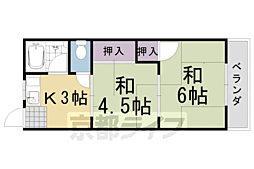 北山田荘 2Kの間取図画像