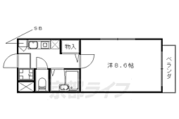 カーサ・コモド 1Kの間取図画像