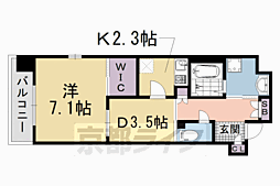 アスヴェル京都烏丸五条 1DKの間取図画像