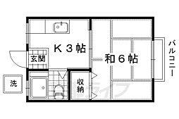 ループ芹川A 1Kの間取図画像