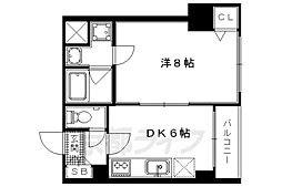 アフィシオン堀川 1DKの間取図画像