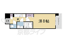 アーバンフラッツ五条堀川 1Kの間取図画像