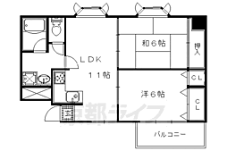 ノースウェーブ北山 2LDKの間取図画像