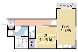 フォース桂 1DKの間取図画像