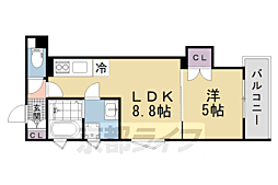クリエオーレ牧野本町 1LDKの間取図画像
