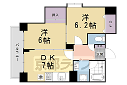 コスモ今出川 2DKの間取図画像