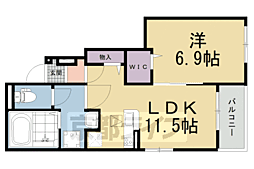 カッツェ吉祥院 1LDKの間取図画像