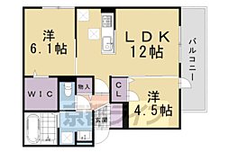 GRAMM松室吾田神町B 2LDKの間取図画像