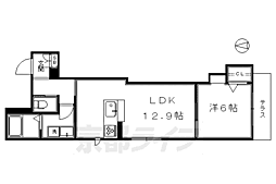 レジデンス伏見稲荷 1LDKの間取図画像