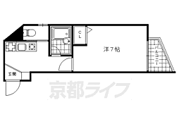 リバーパレス白川 1Kの間取図画像