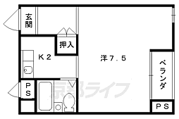 オンジェームK 1Kの間取図画像