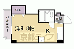 ロイヤル河原町五条 ワンルームの間取図画像