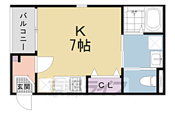 ハーモニーテラス唐橋門脇町 ワンルームの間取図画像