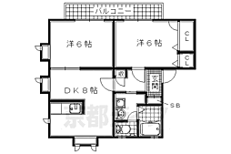 ウエストサイドタウンA棟 2LDKの間取図画像