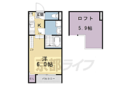 ハーモニーテラス深草 ワンルームの間取図画像