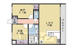 Clair桂 1SLDKの間取図画像