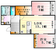 Ｔ－5ＦＬＡＴ 105 ｜ 広島県広島市東区牛田新町1丁目（賃貸アパート2LDK・1階・67.41㎡） その2