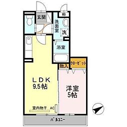 コーラルコート 2階1LDKの間取り